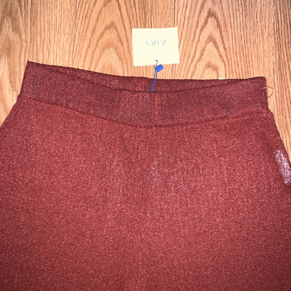 Zara Circular Rust Wide Leg Pants trousers - Picture 3 of 5